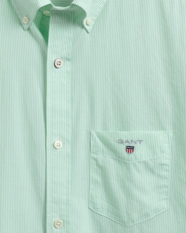 Gant Regular Fit Banker Broadcloth Men's Shirts Green | 1DUP3TB1d4N