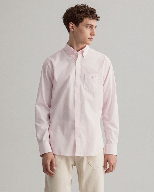 Gant Regular Fit Banker Broadcloth Men's Shirts Pink | m8Oe48fNQog