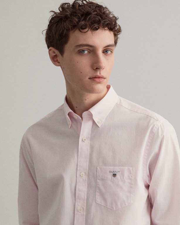 Gant Regular Fit Banker Broadcloth Men's Shirts Pink | m8Oe48fNQog