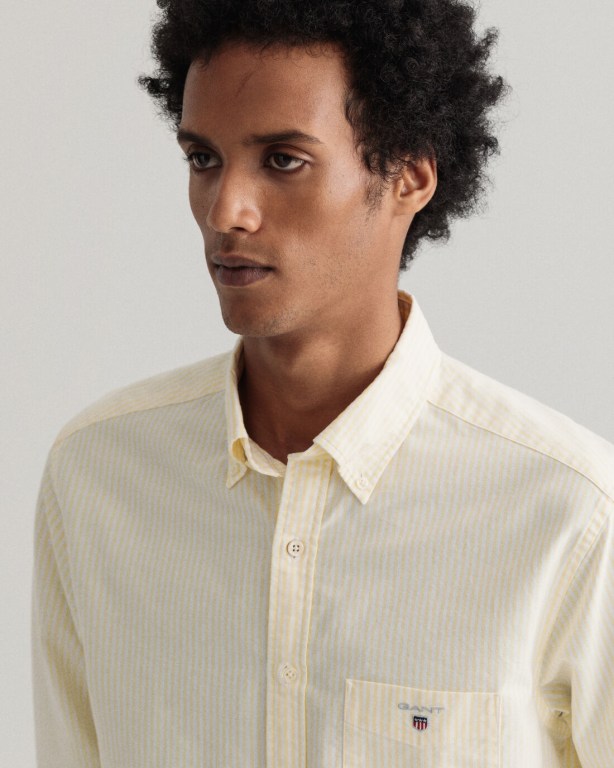 Gant Regular Fit Banker Oxford Men's Shirts Yellow | eTgmEIY8vDh