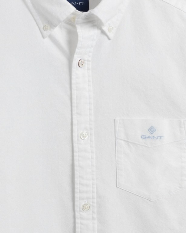 Gant Regular Fit Beefy Oxford Men's Shirts White | 9jBp4HsyCqJ