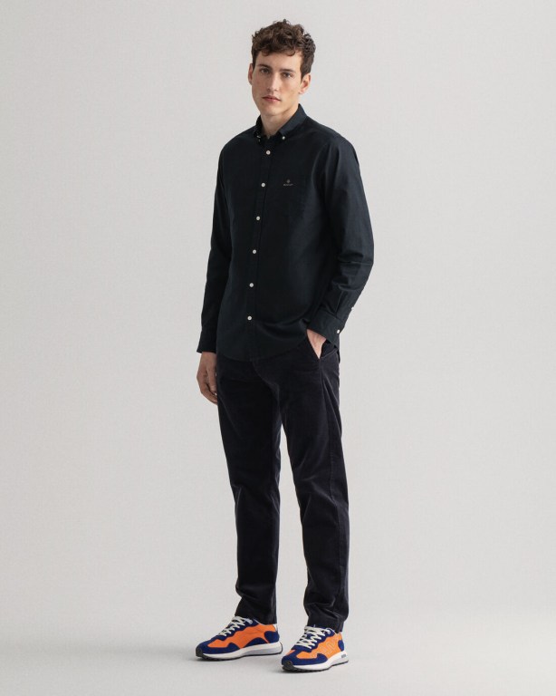 Gant Regular Fit Beefy Oxford Men's Shirts Black | XDMN1CJWLqB