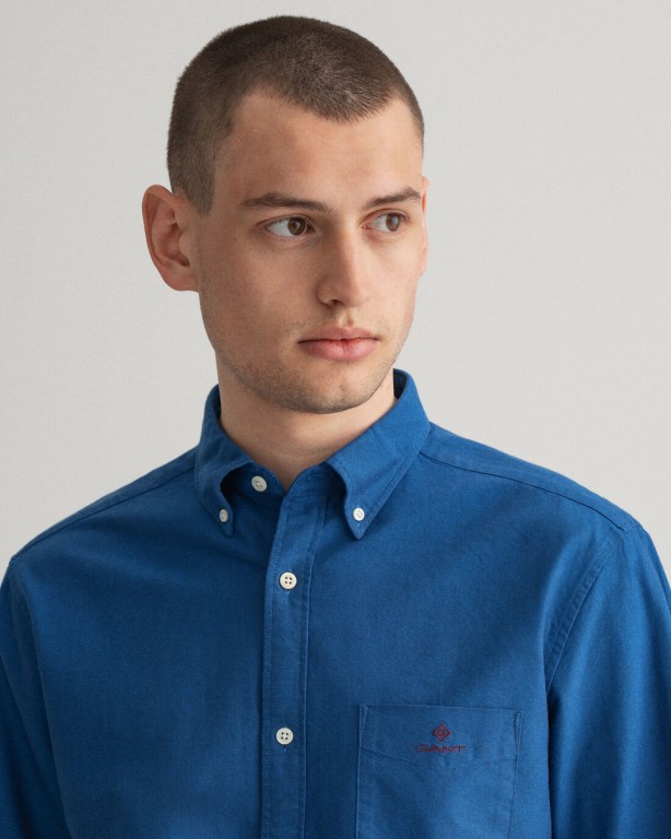 Gant Regular Fit Beefy Oxford Men's Shirts Blue | hKd9nFPLK9t