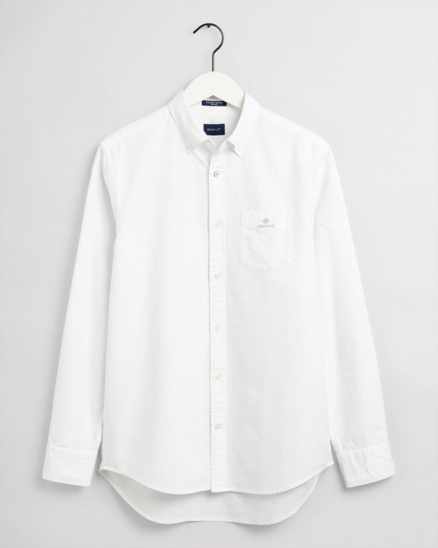 Gant Regular Fit Beefy Oxford Men's Shirts White | lHrH1vQl3mM