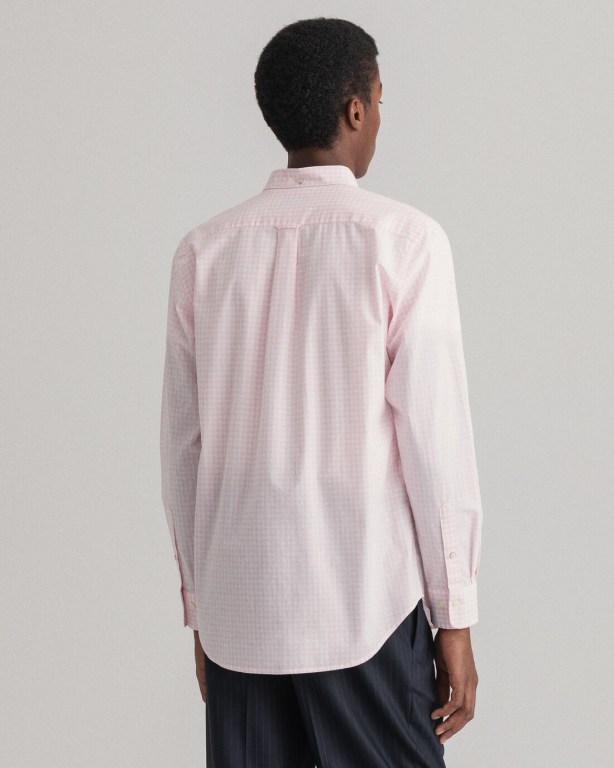 Gant Regular Fit Broadcloth Gingham Men's Shirts Pink | gIq6BkSLrkC