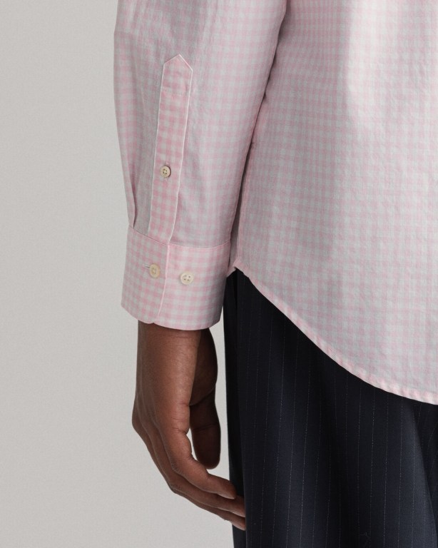 Gant Regular Fit Broadcloth Gingham Men's Shirts Pink | gIq6BkSLrkC