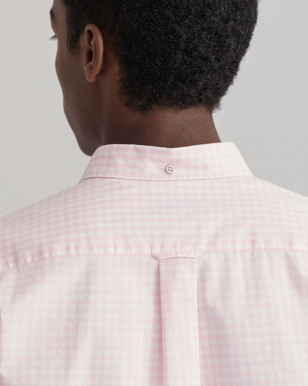 Gant Regular Fit Broadcloth Gingham Men's Shirts Pink | gIq6BkSLrkC