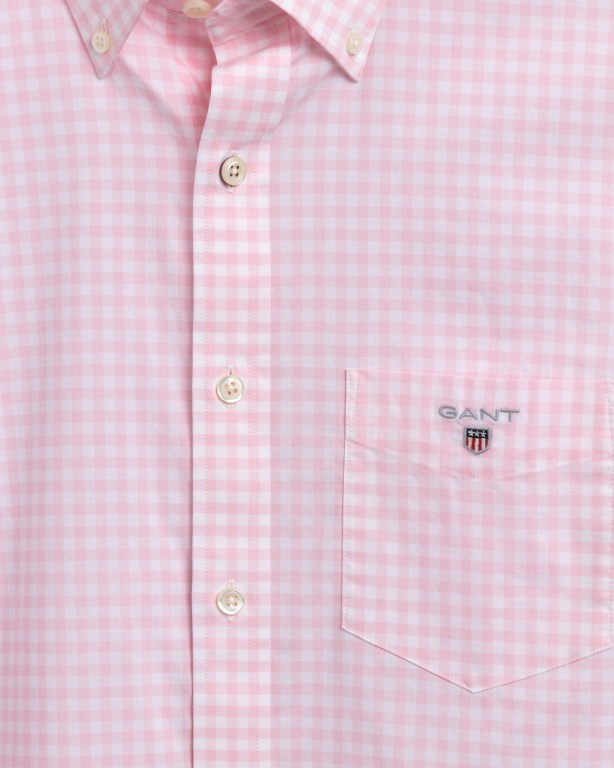 Gant Regular Fit Broadcloth Gingham Men's Shirts Pink | gIq6BkSLrkC