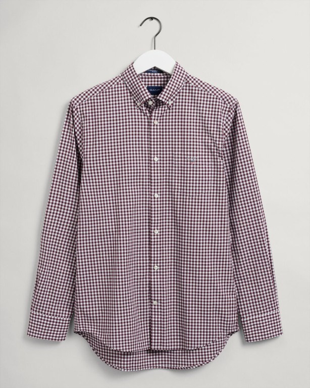 Gant Regular Fit Broadcloth Gingham Men's Shirts Red | xuDtWyJPjTn