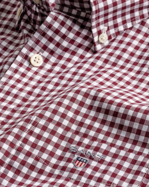 Gant Regular Fit Broadcloth Gingham Men's Shirts Red | xuDtWyJPjTn