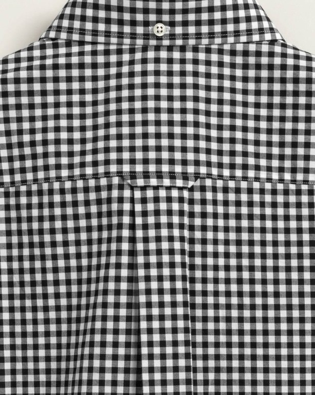 Gant Regular Fit Broadcloth Gingham Short Sleeve Men's Shirts Black | LtgCghOM8yj