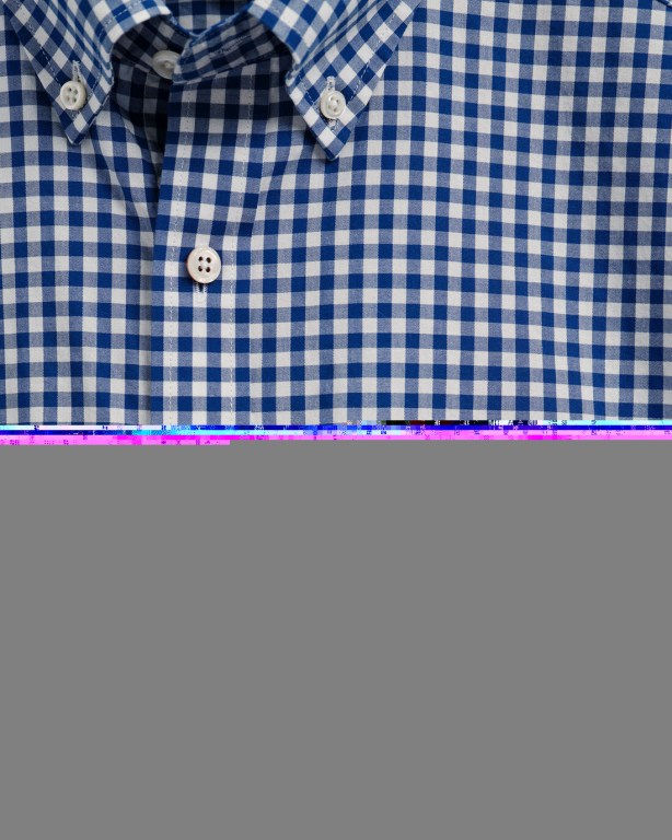 Gant Regular Fit Broadcloth Gingham Short Sleeve Men's Shirts Blue | sLpDU7nu3XQ