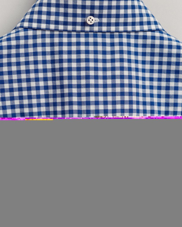 Gant Regular Fit Broadcloth Gingham Short Sleeve Men's Shirts Blue | sLpDU7nu3XQ