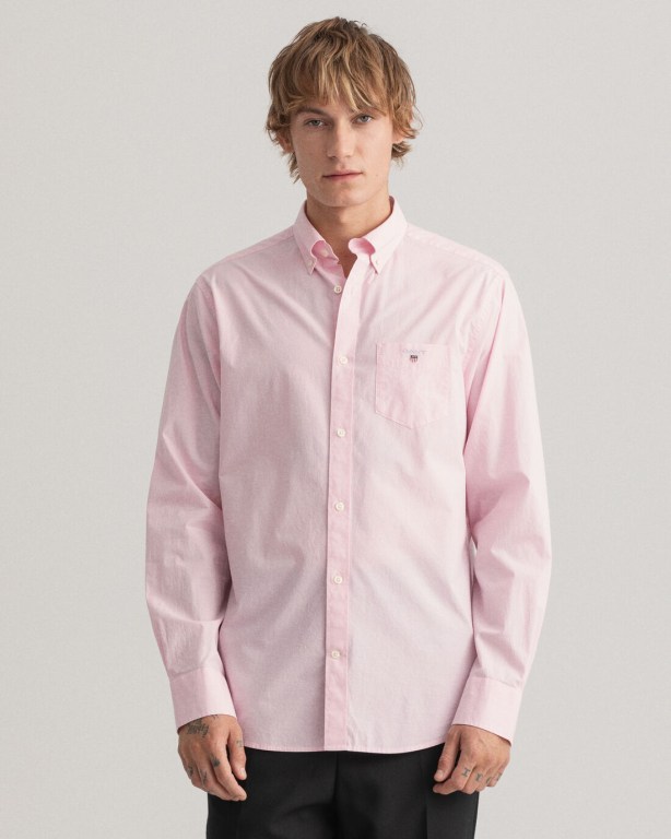 Gant Regular Fit Broadcloth Men's Shirts Pink | ALRfcrAKuzx