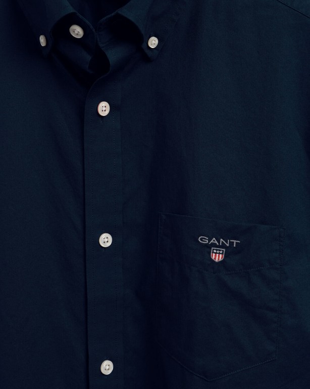 Gant Regular Fit Broadcloth Short Sleeve Men's Shirts Dark Blue | T0D1Wvmsl3p