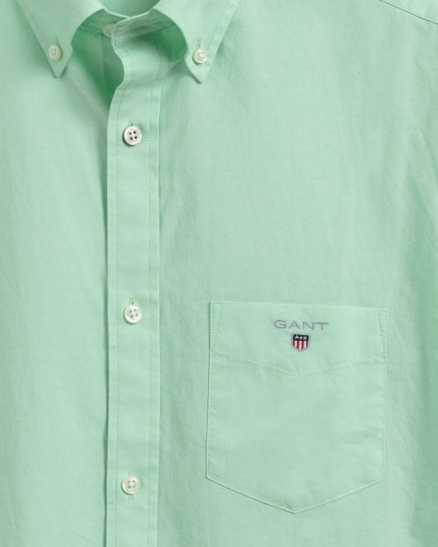 Gant Regular Fit Broadcloth Short Sleeve Men's Shirts Green | TnFuFQL17r4