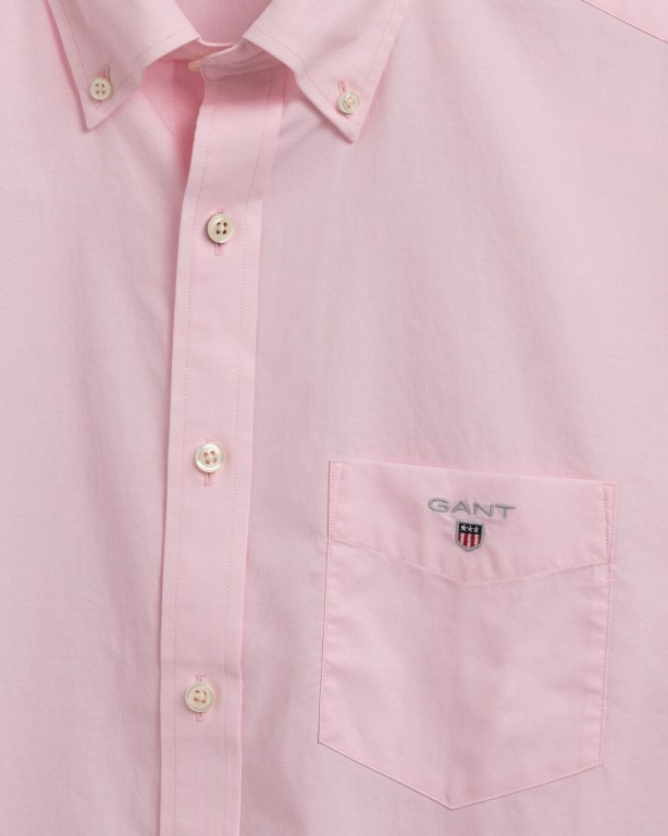 Gant Regular Fit Broadcloth Short Sleeve Men's Shirts Pink | d5HjN9t3Z6X