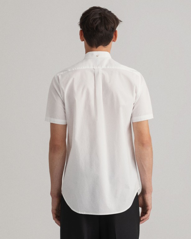 Gant Regular Fit Broadcloth Short Sleeve Men's Shirts White | reg06fmYH7R