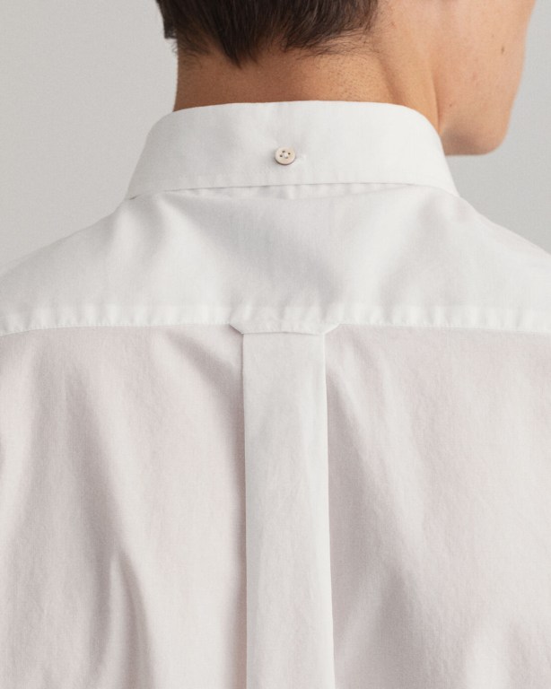 Gant Regular Fit Broadcloth Short Sleeve Men's Shirts White | reg06fmYH7R