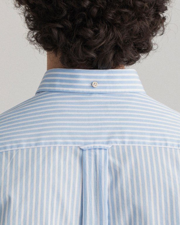 Gant Regular Fit Broadcloth Stripe Men's Shirts Blue | EUhA8QqcnSI