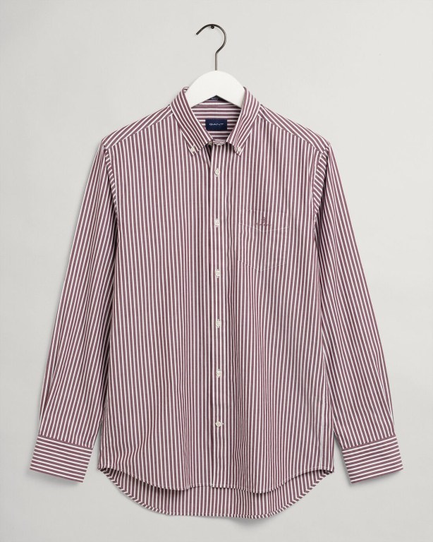 Gant Regular Fit Broadcloth Stripe Men's Shirts Red | IgEMS366zGo