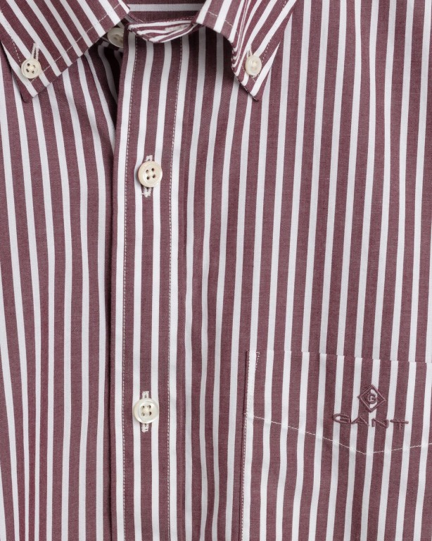 Gant Regular Fit Broadcloth Stripe Men's Shirts Red | IgEMS366zGo