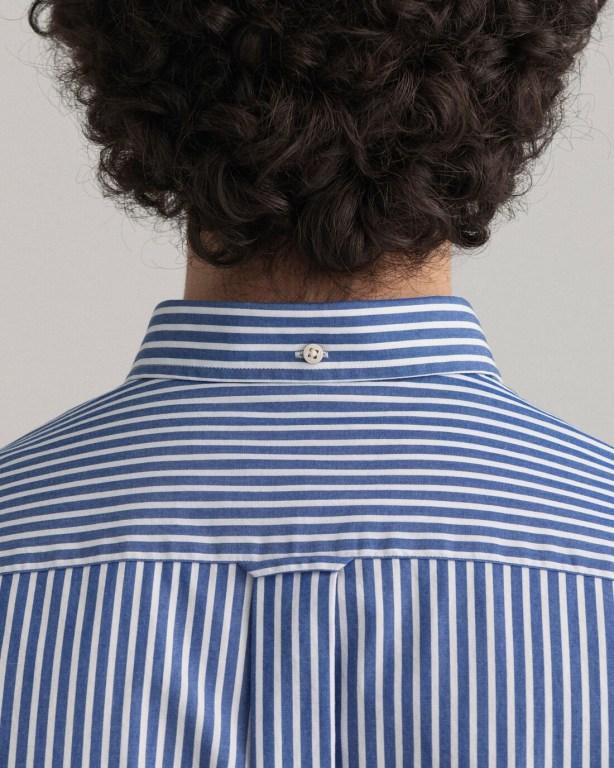 Gant Regular Fit Broadcloth Stripe Men's Shirts Blue | hvRCHzHbKWx