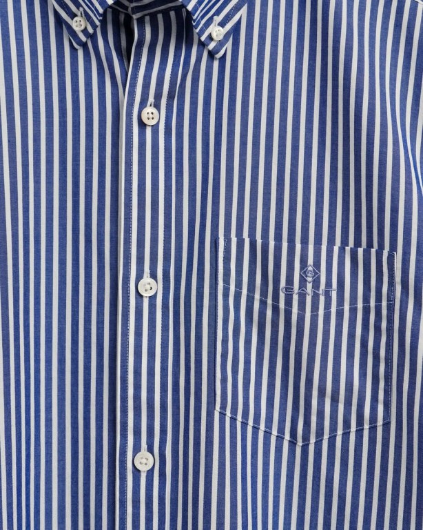 Gant Regular Fit Broadcloth Stripe Men's Shirts Blue | hvRCHzHbKWx