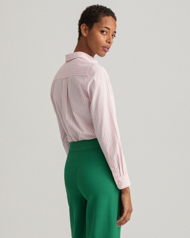 Gant Regular Fit Broadcloth Striped Women's Shirts Pink | OtS1TLulCRz