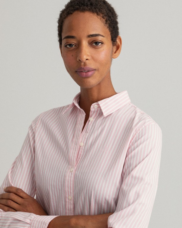 Gant Regular Fit Broadcloth Striped Women's Shirts Pink | OtS1TLulCRz