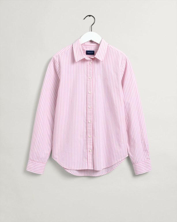 Gant Regular Fit Broadcloth Striped Women's Shirts Pink | OtS1TLulCRz