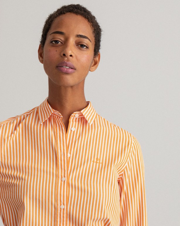 Gant Regular Fit Broadcloth Striped Women's Shirts Orange | jbXrRXM60sD