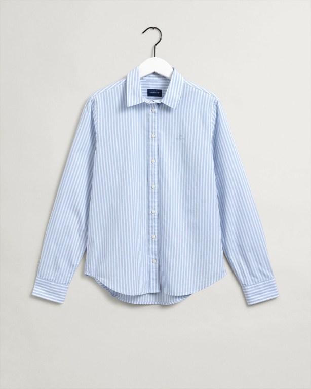 Gant Regular Fit Broadcloth Striped Women's Shirts Blue | z8nZ3IcAfRO