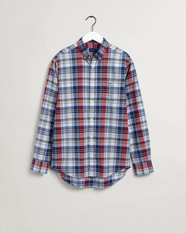 Gant Regular Fit Check Oxford Men's Shirts Red | ZuQZYbt4ef3