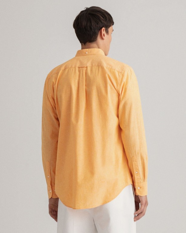 Gant Regular Fit Cotton Linen Men's Shirts Orange | lwIRI0xXT6Z