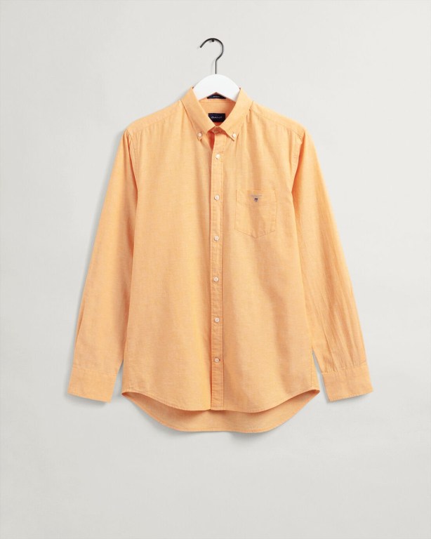 Gant Regular Fit Cotton Linen Men's Shirts Orange | lwIRI0xXT6Z