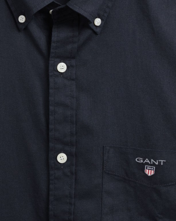 Gant Regular Fit Cotton Linen Men's Shirts Navy | rjbVYtow9Qm