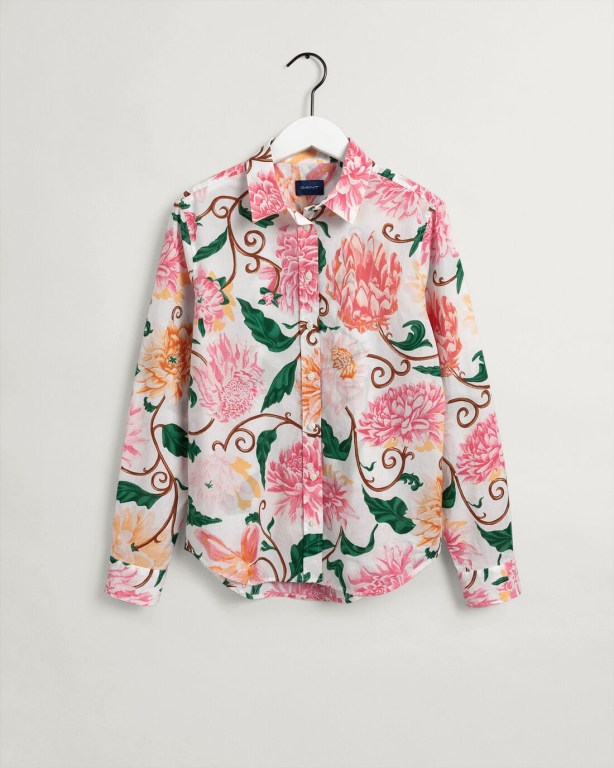 Gant Regular Fit Dahlia Print Women's Shirts White | MfITgHGyZIY