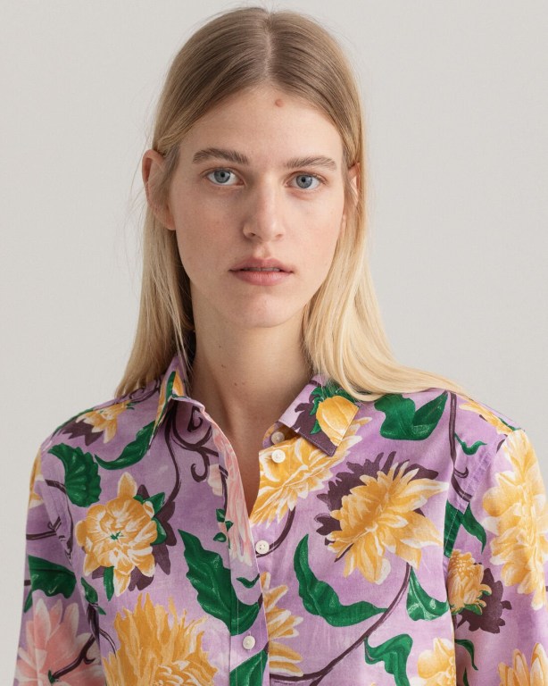 Gant Regular Fit Dahlia Print Women's Shirts Purple | hJI3TZWVFXF