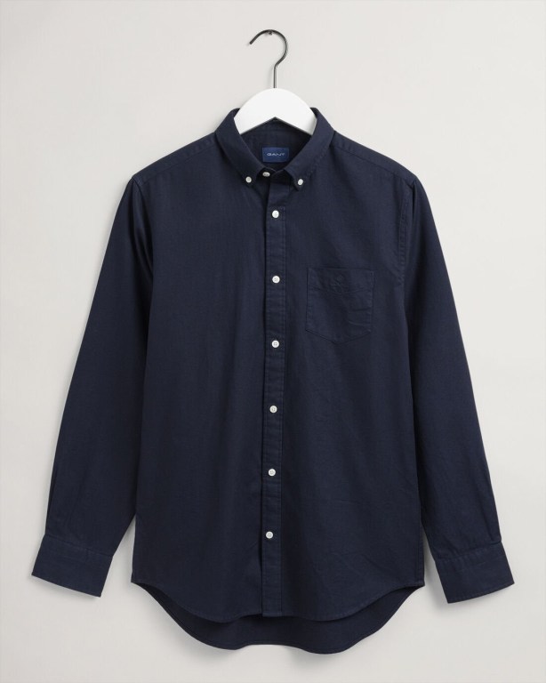 Gant Regular Fit Gart-Dyed Basketweave Men's Shirts Blue | 9OQkAerwUvs