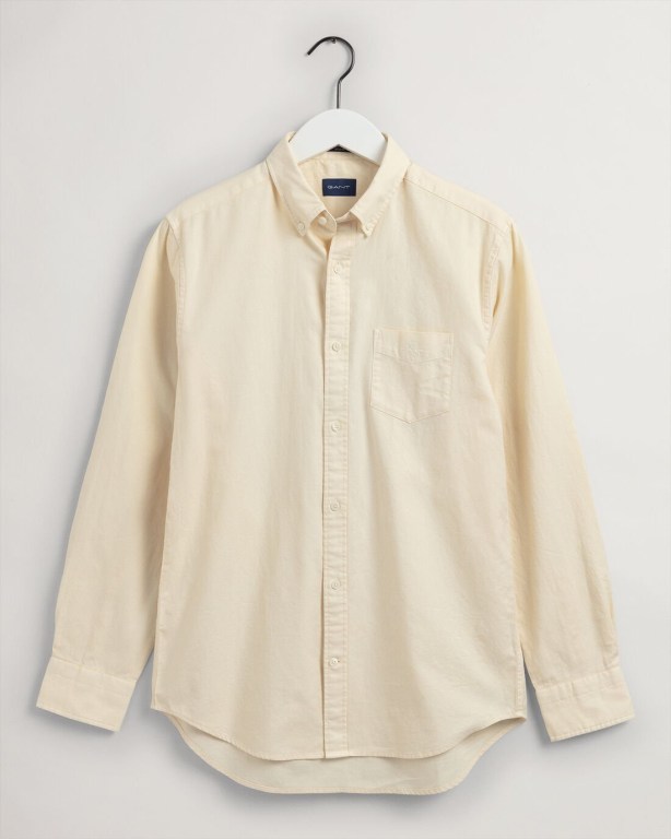 Gant Regular Fit Gart-Dyed Basketweave Men's Shirts Cream | DQ2oOfmf7a6