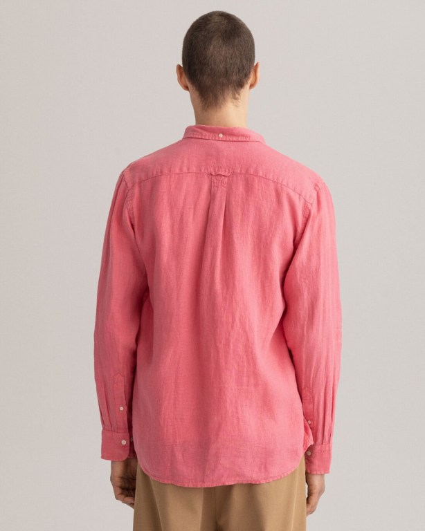 Gant Regular Fit Gart-Dyed Linen Men's Shirts Rose | DlQgHjoN3Kp