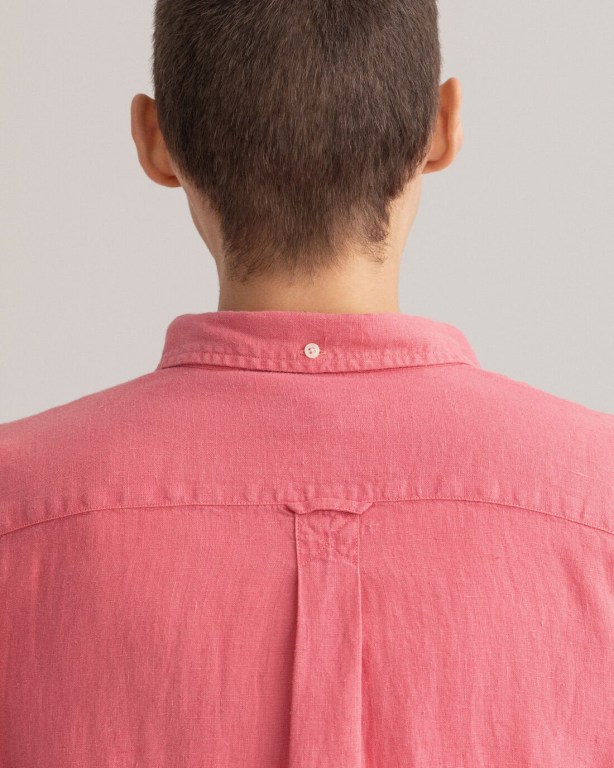 Gant Regular Fit Gart-Dyed Linen Men's Shirts Rose | DlQgHjoN3Kp