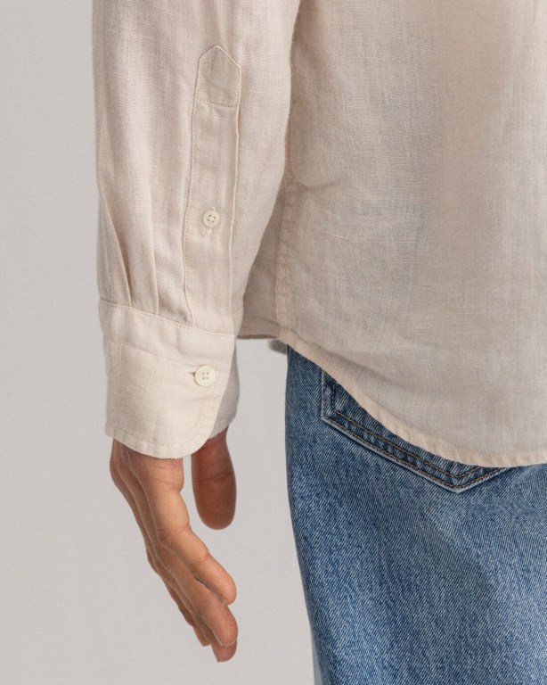 Gant Regular Fit Gart-Dyed Linen Men's Shirts White | FKb9LDBMbw7