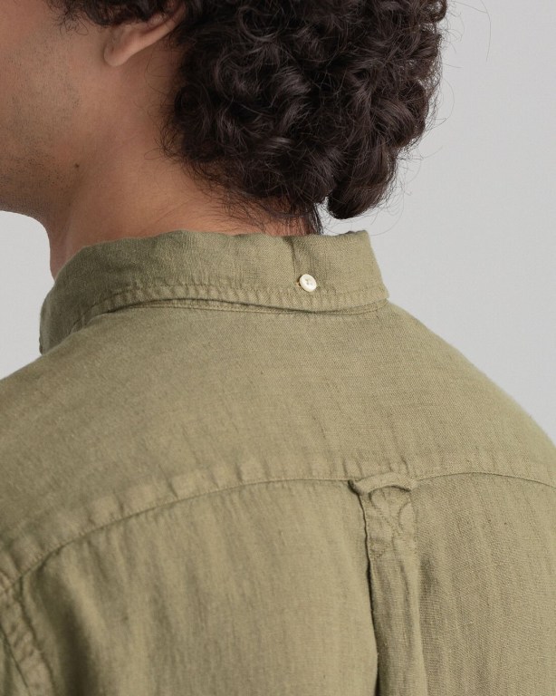 Gant Regular Fit Gart-Dyed Linen Men's Shirts Green | fh7QSHNpikg