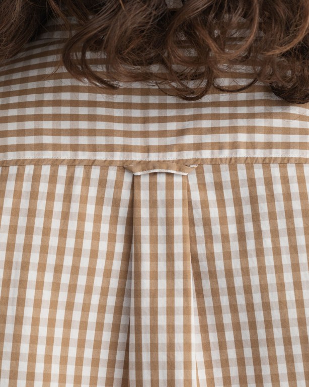 Gant Regular Fit Gingham Broadcloth Women's Shirts Khaki | HbpeWXnWbeH