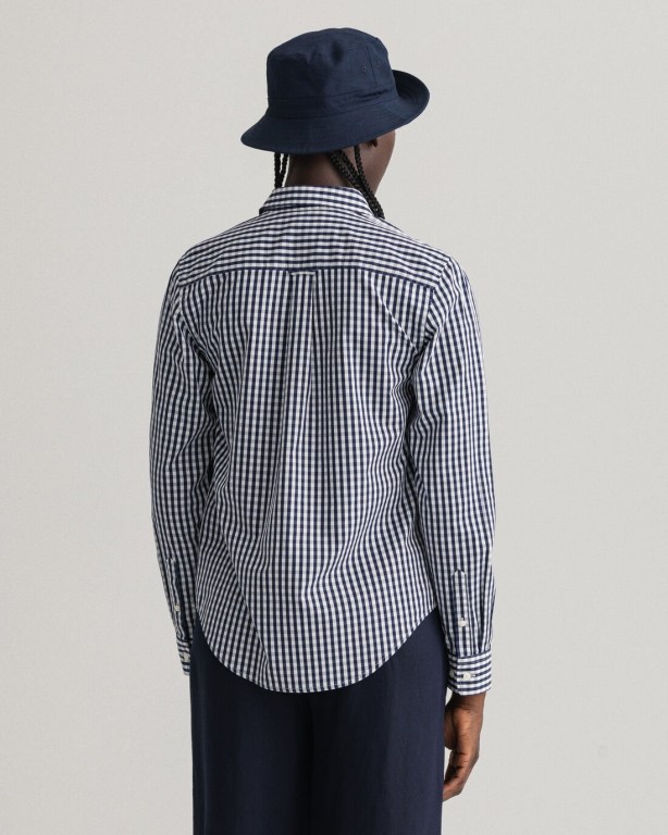 Gant Regular Fit Gingham Broadcloth Women's Shirts Blue | b7ufZnpp7lp