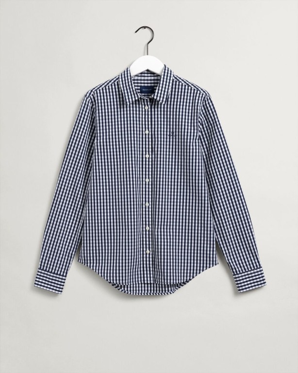 Gant Regular Fit Gingham Broadcloth Women's Shirts Blue | b7ufZnpp7lp