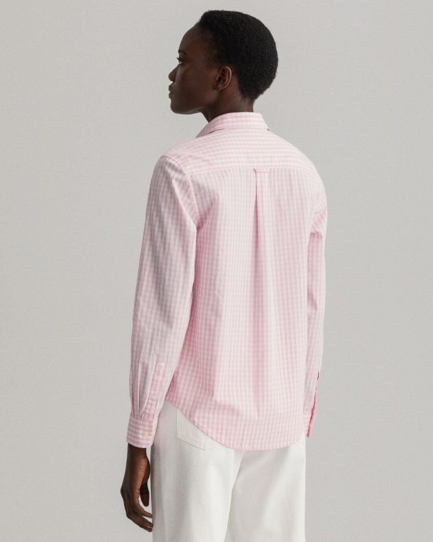 Gant Regular Fit Gingham Broadcloth Women's Shirts Pink | iNPChwLjisJ