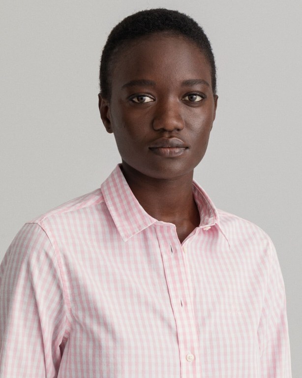 Gant Regular Fit Gingham Broadcloth Women's Shirts Pink | iNPChwLjisJ